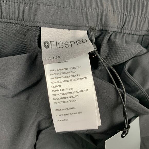 NWT FIGS PRO Skinny Zip Fly Trouser sz Large Black Pants 6-Pocket Medical Scrubs - Picture 13 of 14